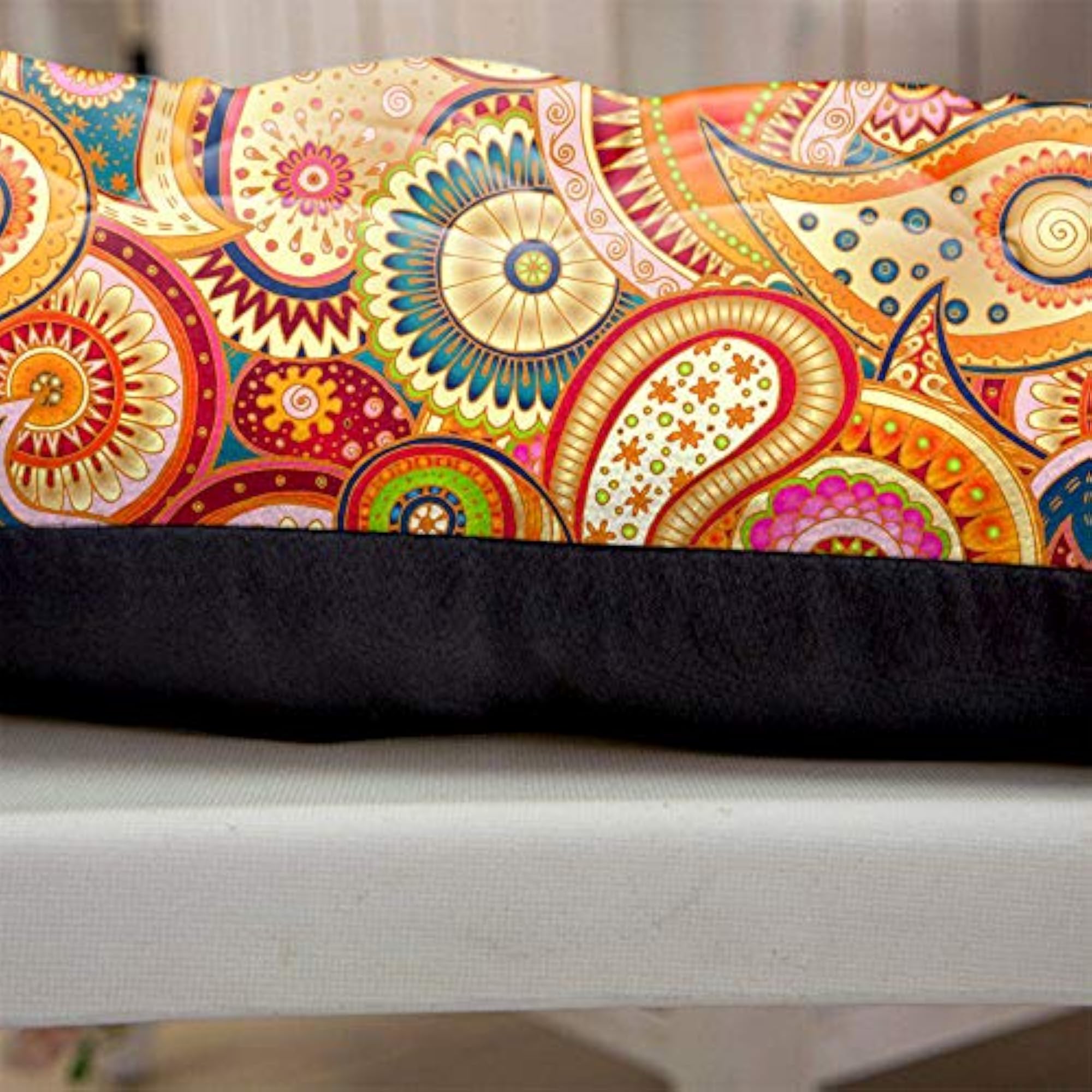 Flower Printed Square Chair Pads, Large Cushion for Dining